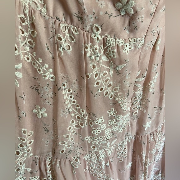 Dress the Population Women's River Fit & Flare Midi Dress Blush Multi Eyelet XXL - Picture 8 of 16